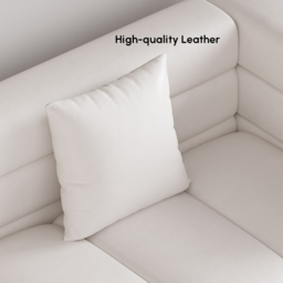 Axial 200 cm Faux Leather Fluted Sofa with Gold Legs & Pillows - thumbnail 7