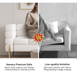 Axial 200 cm Faux Leather Fluted Sofa with Gold Legs & Pillows - thumbnail 6