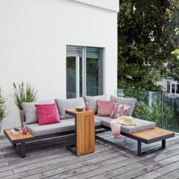 Sectional Outdoor Sofa & Set with Propane Gas Fire Pit Table With Glass Wind Guard - thumbnail 4
