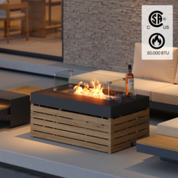 Sectional Outdoor Sofa & Set with Propane Gas Fire Pit Table With Glass Wind Guard - thumbnail 7