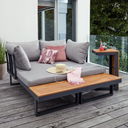 Sectional Outdoor Sofa & Set with Propane Gas Fire Pit Table With Glass Wind Guard - thumbnail 5