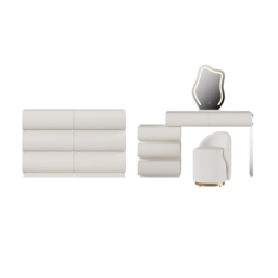 Bedroom Set White Makeup Vanity Set & 6-Drawer Dresser Chest with Storage Cabinet - thumbnail 9