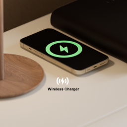 Modern White Leather Smart Nightstand with Wireless Charger 3 Drawers Bedside Table with USB & Type-C Ports Set of 2 - thumbnail 8