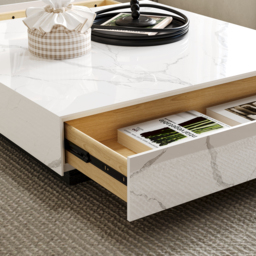 1000mm Square Sintered Stone Block Coffee Table With Wood Base - thumbnail 9