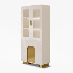 Artis Modern Off-White Storage Display Cabinet with Shelves & LED & Backboard - thumbnail 8