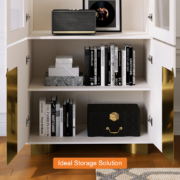 Artis Modern Off-White Storage Display Cabinet with Shelves & LED & Backboard - thumbnail 9