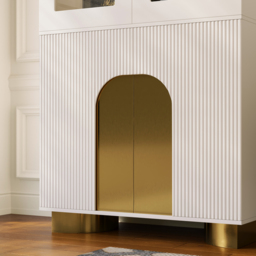Artis Modern Off-White Storage Display Cabinet with Shelves & LED & Backboard - thumbnail 6