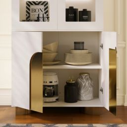 Artis Modern Off-White Storage Display Cabinet with Shelves & LED & Backboard - thumbnail 5