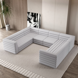 3200mm U-Shaped Modern Grey Microfiber Leather Modular Sectional Sofa for 8 Seaters - thumbnail 7