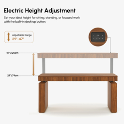 "Aura 63"" Walnut Fluted Electric Adjustable Standing Desk" - thumbnail 6
