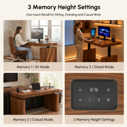 "Aura 63"" Walnut Fluted Electric Adjustable Standing Desk" - thumbnail 9