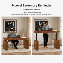 "Aura 63"" Walnut Fluted Electric Adjustable Standing Desk" - thumbnail 8