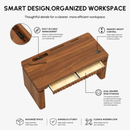 "Aura 63"" Walnut Fluted Electric Adjustable Standing Desk" - thumbnail 7