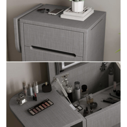 Nordic Flip Top Black Dressing Table Mini with Stool & Mirror - thumbnail 4