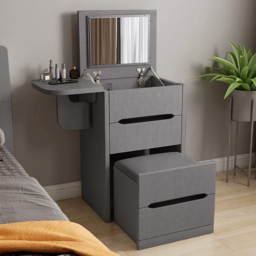 Nordic Flip Top Black Dressing Table Mini with Stool & Mirror - thumbnail 2