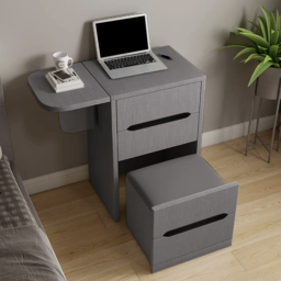 Nordic Flip Top Black Dressing Table Mini with Stool & Mirror