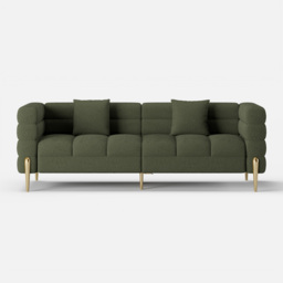 Axial 200 cm Boucle Fluted Sofa with Gold Legs & Pillows Set of 2 - thumbnail 9