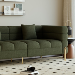 Axial 200 cm Boucle Fluted Sofa with Gold Legs & Pillows Set of 2 - thumbnail 6