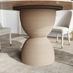 Round Dining Table Sintered Stone Top Modern in Beige - thumbnail 5