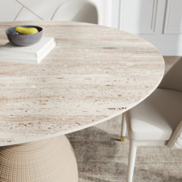 Round Dining Table Sintered Stone Top Modern in Beige - thumbnail 7