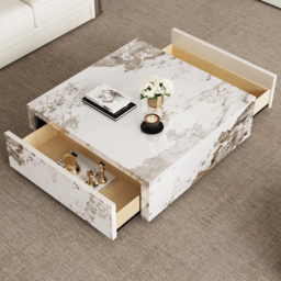 100 cm Square Sintered Stone Block Coffee Table With Storage Modern Off White Living Room Table - thumbnail 3