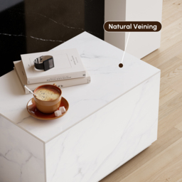 Modern 600mmW Faux Travertine Nightstand 1 Drawer Bedside Table Set of 2 - thumbnail 7