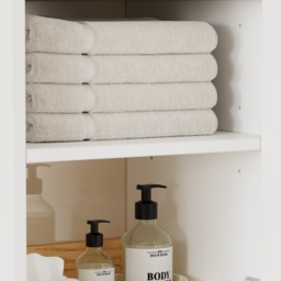 Homary Bathroom Cabinet - High Cabinet Natural & White - 35 x 35 x 160 cm,With Drawers - thumbnail 8