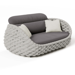 3 Seater Woven Outdoor Sofa Patio Couch in Grey Cushion & Pillow Included - thumbnail 6