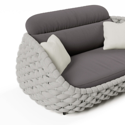 3 Seater Woven Outdoor Sofa Patio Couch in Grey Cushion & Pillow Included - thumbnail 9