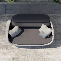 3 Seater Woven Outdoor Sofa Patio Couch in Grey Cushion & Pillow Included - thumbnail 3