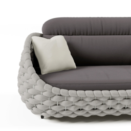 3 Seater Woven Outdoor Sofa Patio Couch in Grey Cushion & Pillow Included - thumbnail 8