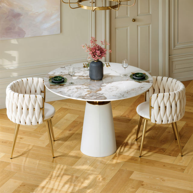 "Dining Set 39"" Sintered Stone Dining Table with 2 Chairs" - image 1