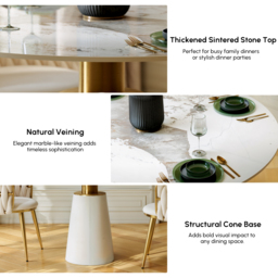 "Dining Set 39"" Sintered Stone Dining Table with 2 Chairs" - thumbnail 6