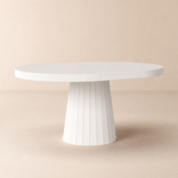 Japandi 100 cm – 140 cm Extendable Round-to-Oval Wood Dining Table–Warm White, Seats 4-6 - thumbnail 9