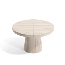 Japandi 100 cm – 140 cm Extendable Round-to-Oval Wood Dining Table–Warm White, Seats 4-6 - thumbnail 7