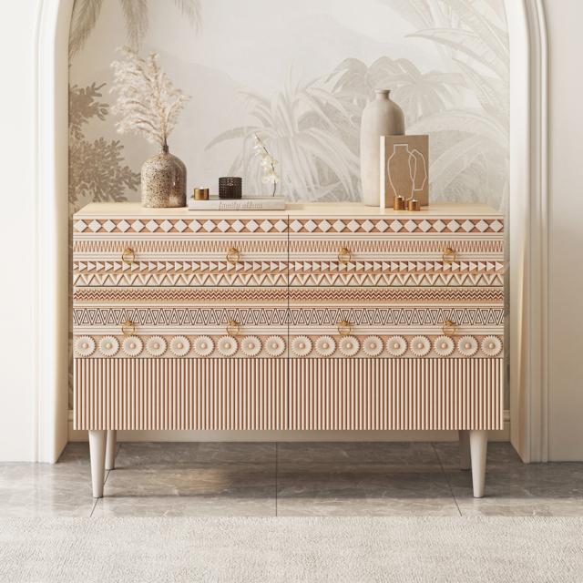 1200 mm W Boho Accent Dresser & Chest 6 Drawer Storage Cabinet - image 1