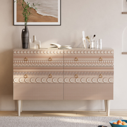1200 mm W Boho Accent Dresser & Chest 6 Drawer Storage Cabinet - thumbnail 2