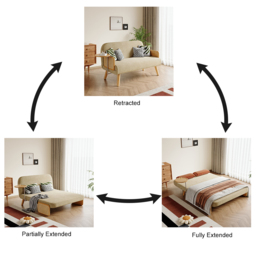 Mid-Century Modern Rattan Daybed Sofa Bed Convertible Sleeper Lounge Chair Folding - thumbnail 5