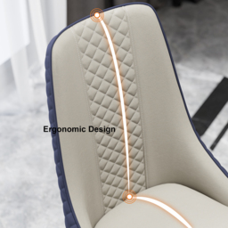 Modern Dining Chairs Set of 2 Faux Leather High Back with Upholstered Blue Dining Room Chairs - thumbnail 5