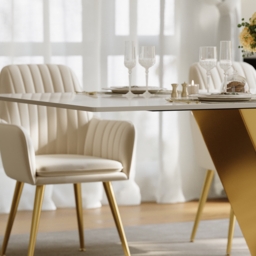 "Dining Set 87"" Modern Rectangle Sintered Stone Dining Table with 8 Chairs" - thumbnail 9