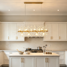 Mid-Century Modern 12-Light Crystal Firework Sputnik Kitchen Island Lighting in Gold - thumbnail 3