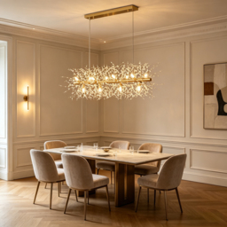 Mid-Century Modern 12-Light Crystal Firework Sputnik Kitchen Island Lighting in Gold - thumbnail 4