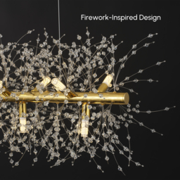 Mid-Century Modern 12-Light Crystal Firework Sputnik Kitchen Island Lighting in Gold - thumbnail 5