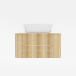 800mm Floating Fluted Wall mounted Bathroom Vanity Set Sintered Stone Top with Vessel Single Basin & 2 Drawers - thumbnail 5