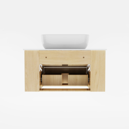 800mm Floating Fluted Wall mounted Bathroom Vanity Set Sintered Stone Top with Vessel Single Basin & 2 Drawers - thumbnail 9