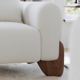 Curva Modern Boucle Accent Chair with Wood Frame Lounge Armchair for Living Room - thumbnail 5