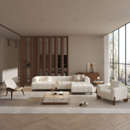 Curva Modern Boucle Accent Chair with Wood Frame Lounge Armchair for Living Room - thumbnail 8