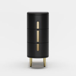 Modern Black Narrow 3 Drawer Bedside Table Sintered Stone Top Bedside Table - thumbnail 7