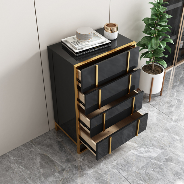 modern black and gold dresser Furniture Of America Lillestrom Dresser FM7217BK-D Black/Gold Contemporary  – sofafair.com main image 1