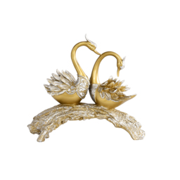 360mm Gold Modern Simulation Couple Swan Sculpture Art Ornament Home Table Statue Decor - thumbnail 6